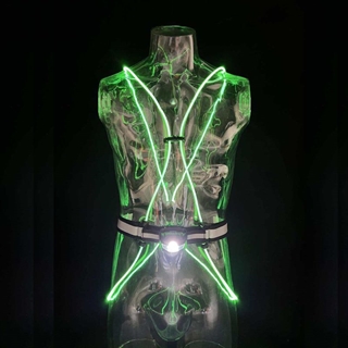 LED vest til løbere og cyklister - Grønt lys